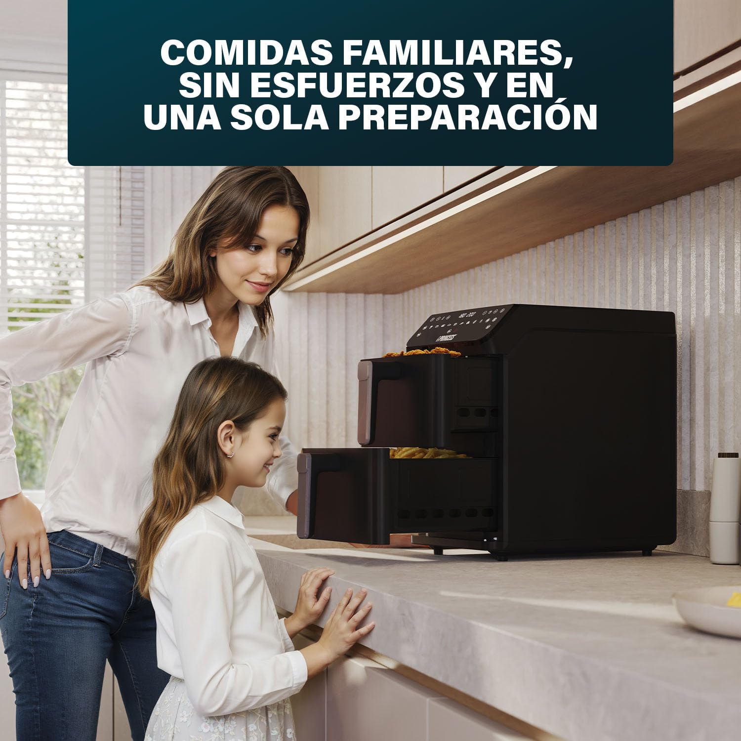 Princess Stack Freidora de Aire, Doble Freidora, 11,2 L, 3000 W, Diseño Vertical, Función Sincronizada, Revestimiento sin PFAS, Negro, 01.182278.01.001