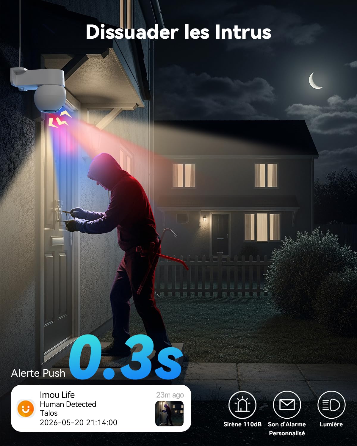 Imou 3K(5MP) Caméra Surveillance WiFi Extérieure 360°, Caméra Exterieur | WiFi 2,4/5GHz, Vision Nocturne Couleur 30M, Détection des Personnes/Véhicules, Suivi Intelligent, IP65, Audio Bidirectionnel