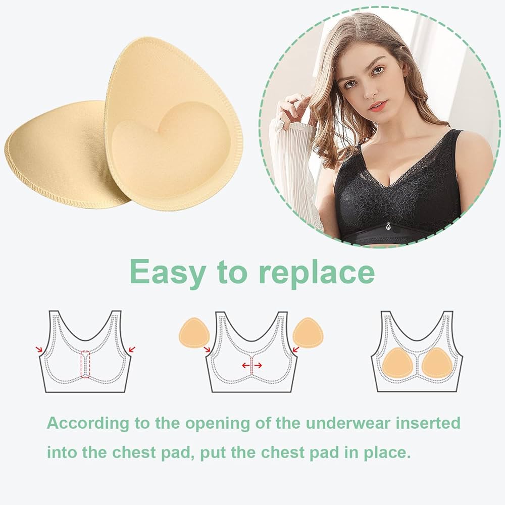 SKENGWEL 5 pairs Women's Triangle Bra Pads Inserts Removable Push Up Sports Bra Cups