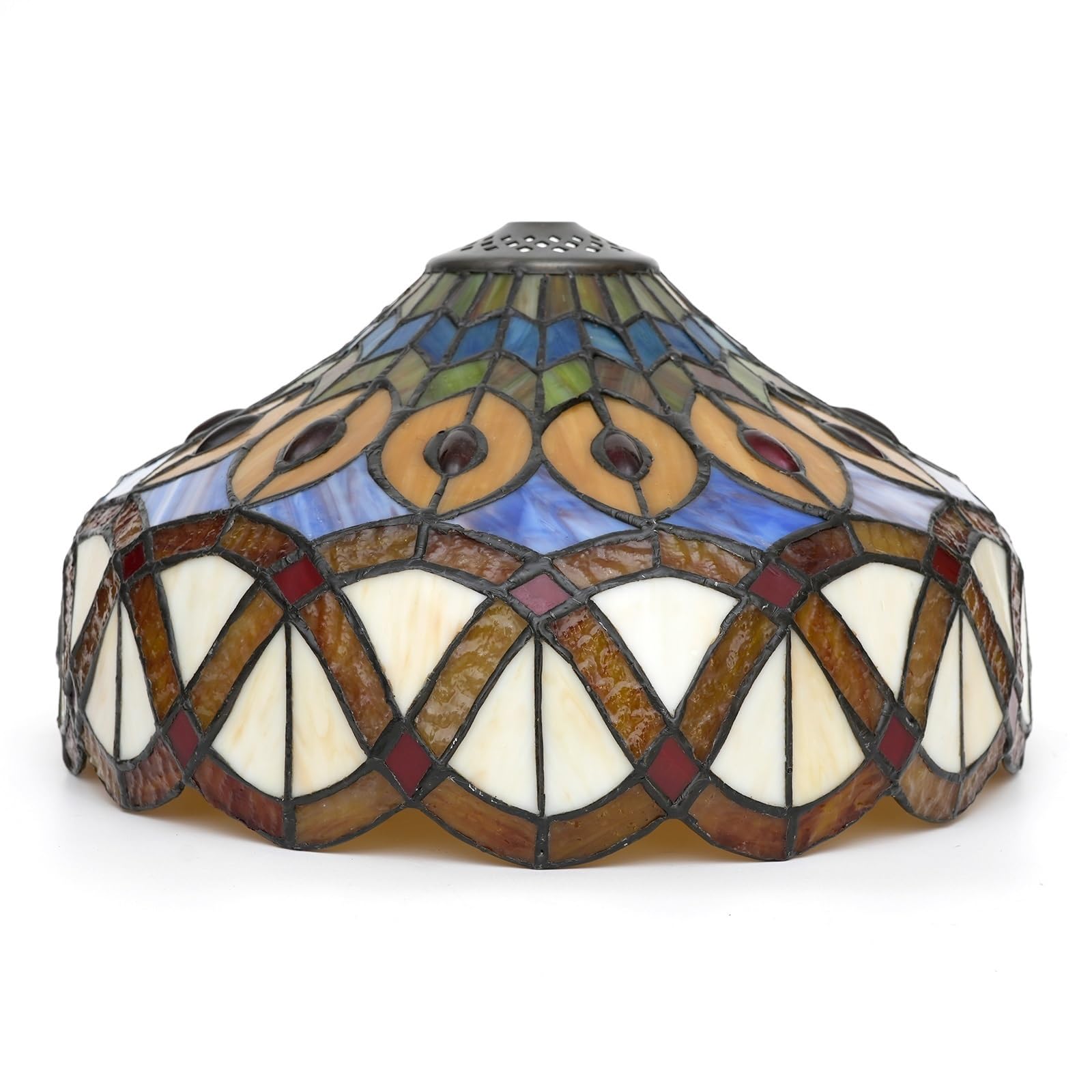 Abat-jour en vitrail de 30,5 cm, remplacement Tiffany, couleur jaune paon, style vintage, pour lampe de plafond, lampe suspendue, lampe sur pied, lampe de table.