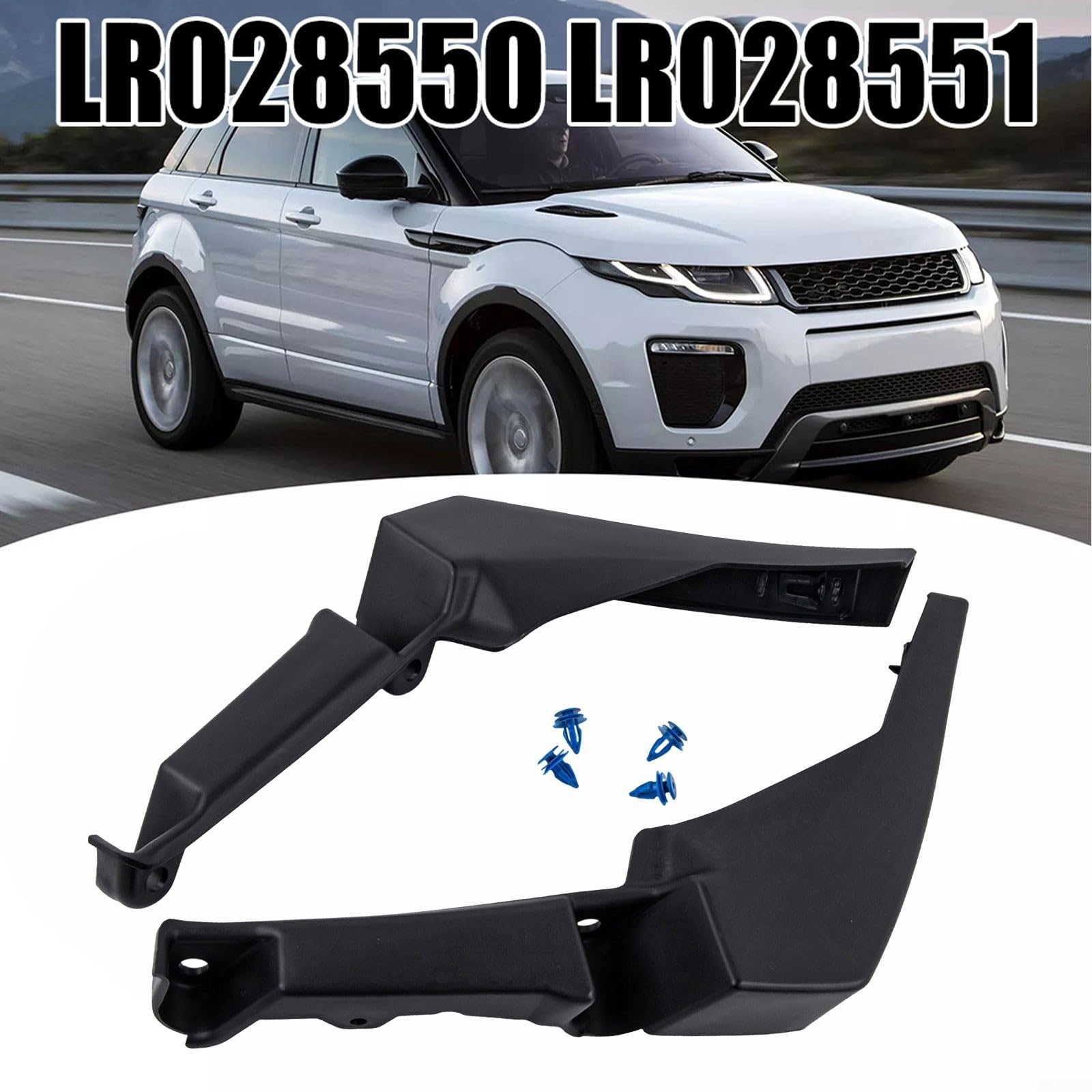 Acabado de parachoques delantero para Range para Rover para Evoque 2012-2016, borde de moldura de esquina de parachoques izquierdo derecho, tapa de extremo de plástico de repuesto LR028551 LR028550 (1