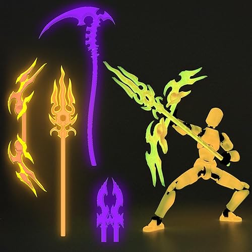 Glowing Titan 13 - Juego de figuras de acción ya montadas, T13 3D impresas en 3D con accesorios de armas, figuras de acción T 13 Lucky Robo Dummy