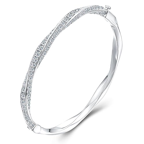 Lab-Grown Moissanite Bangle Bracelets for Women, 2.5/4.4/5.4CT Luxury Anniversary Wedding