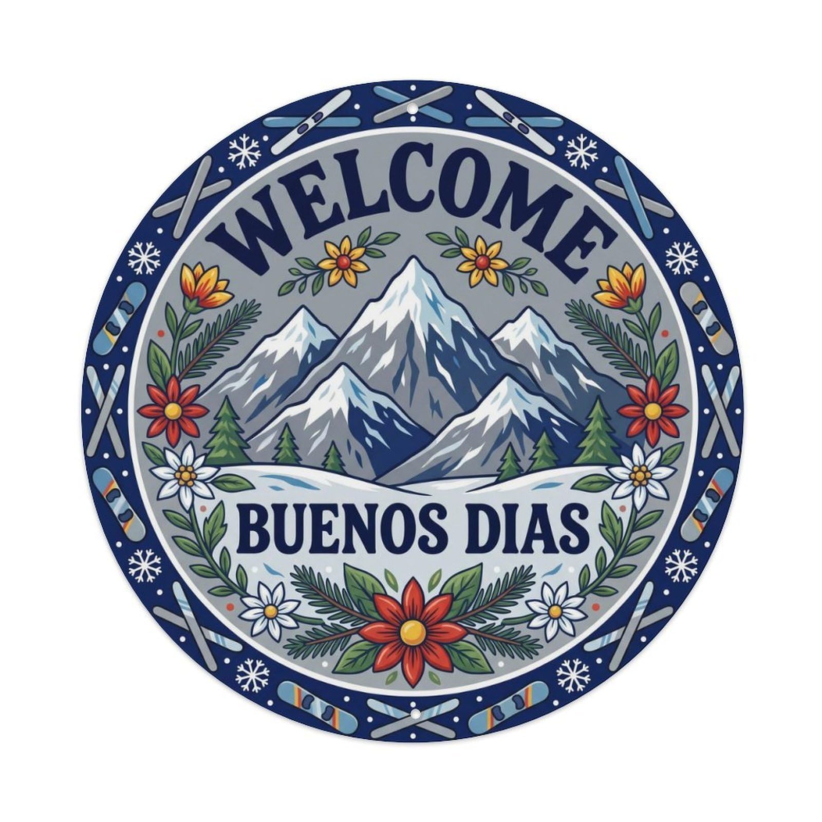 Vintage Welcome Mountain Lodge Metal Tin Sign