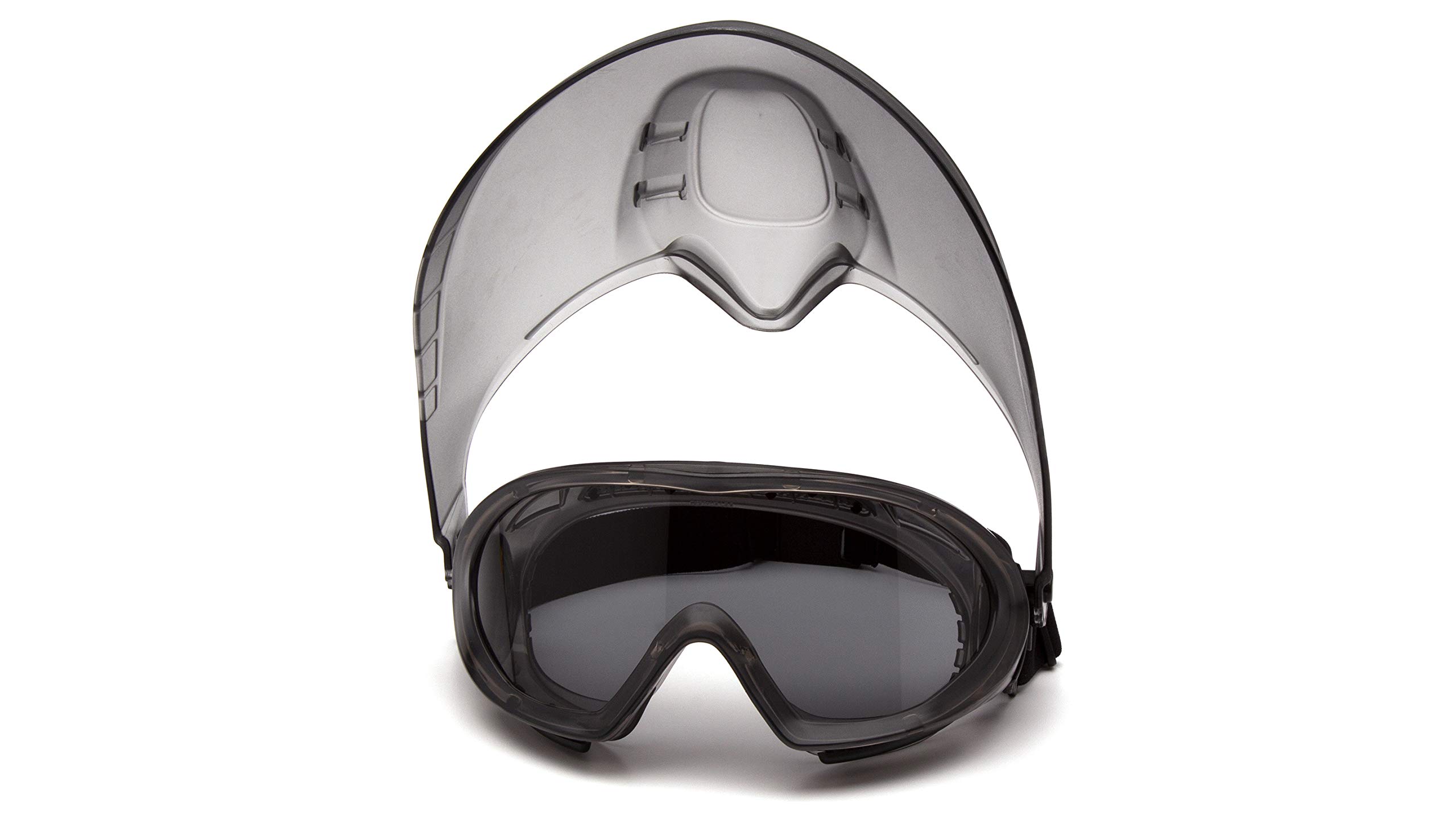 Pyramex Capstone - Gafas de seguridad directas e indirectas con protector facial, marco gris/lente antivaho H2X gris