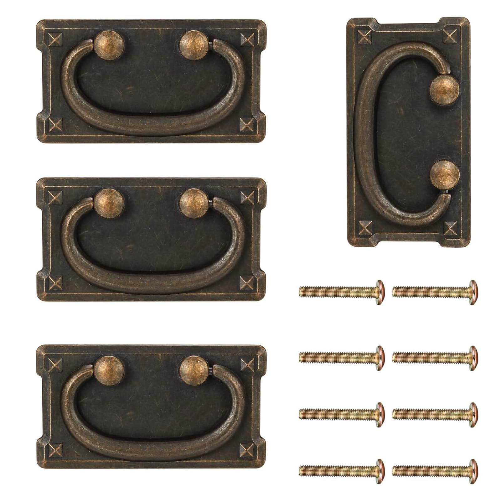 ZHUDALA 4 Pack Retro Furniture Handles - Antique Drawer Knobs for Wardrobe, Cabinet, Cupboard & Bedroom Furniture