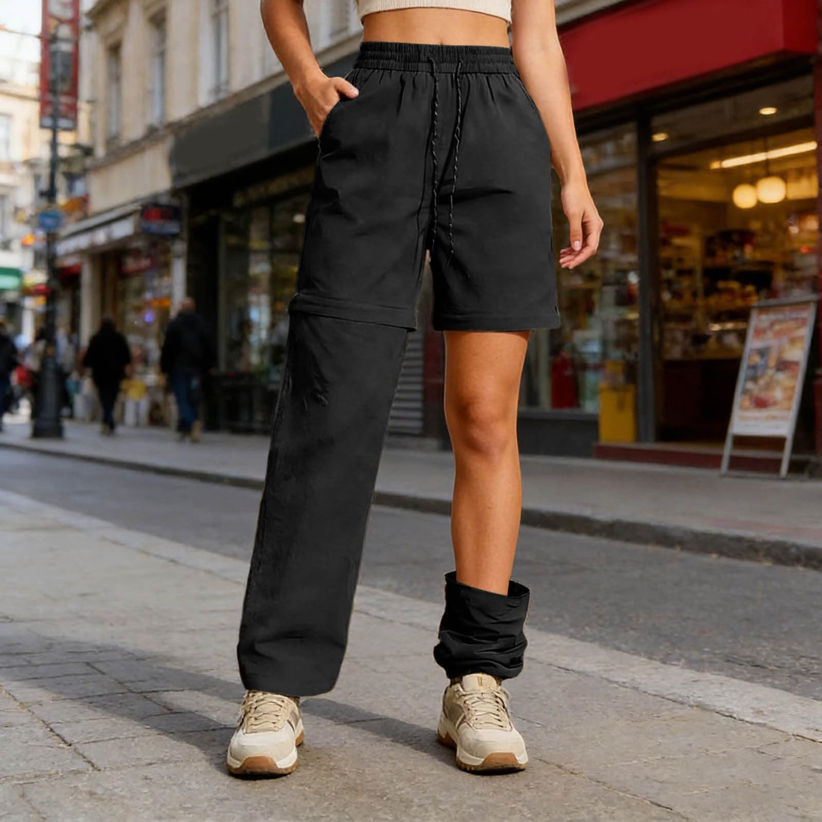 Générique Pantalon De Randonnée Convertible Femme, Jambes Amovibles, Léger, Séchage Rapide, Pantalon Cargo Extérieur, Short Réversible, Poches pour Marche et Activités Outdoor - 3