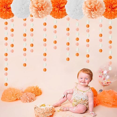 Miniatura 5 de Guirnalda de papel para decoración de fiesta de otoño beige, naranja y rosa, 39 pies, 3D de otoño, bohemio, colgante, para Acción de Gracias,