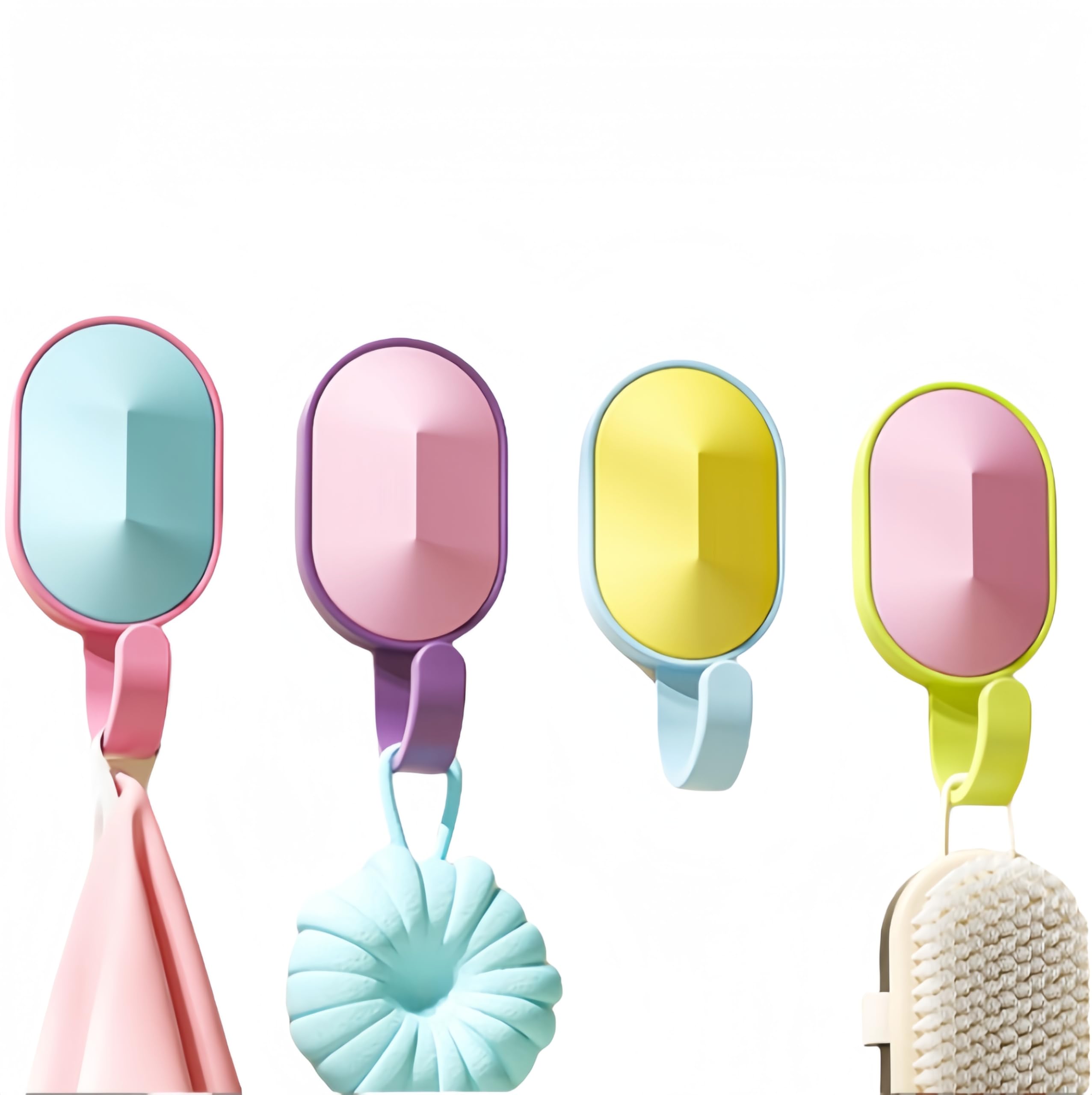 Ganci adesivi da parete per bambini 4 pezzi colorati senza foratura