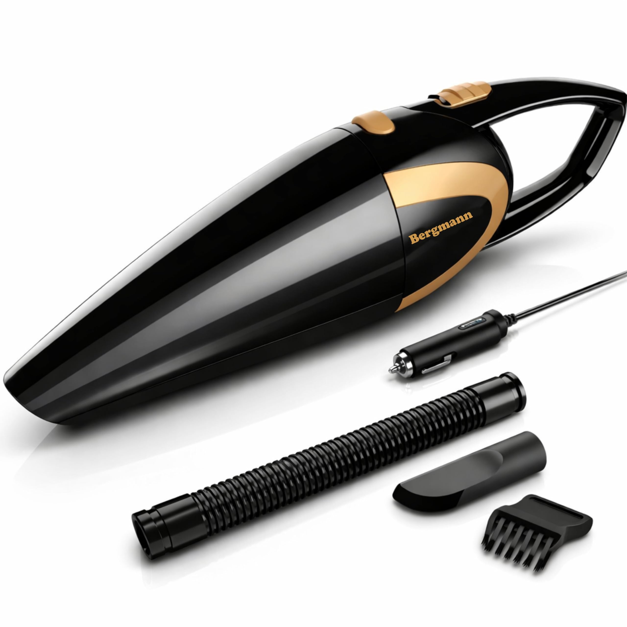 Bergmann Stunner Car Vacuum Cleaner with Stainless Steel HEPA Filter (Black)