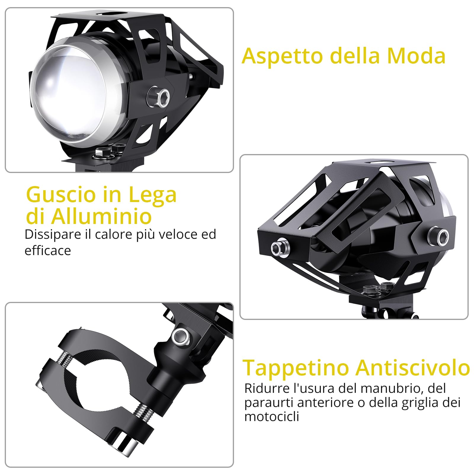 PROZOR 2 * U5 Faro Moto 15W 3000LM 2PZ Luci Anteriori per Moto Impermeabile Spotlight Faro per Motocicletta con Interruttore ON/OFF Lampada Antinebbia per Veicoli a 12/24V Come Motocicli Biciclette