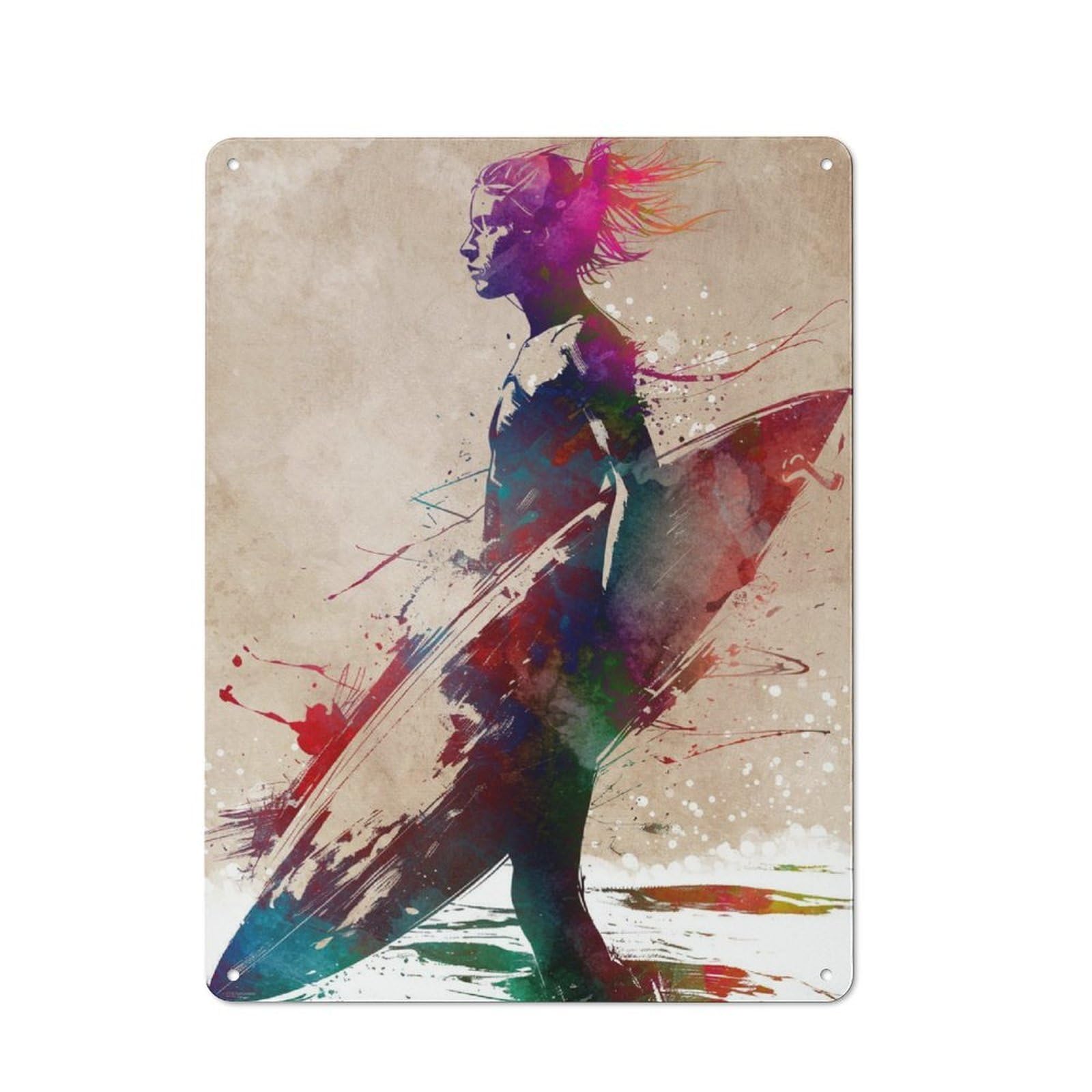 Junmoney Surfer Sport Art Rustic Tin Sign 40X30cm Featuring For Garage Or Workshop, For Updating Garage And Workshop After Moving