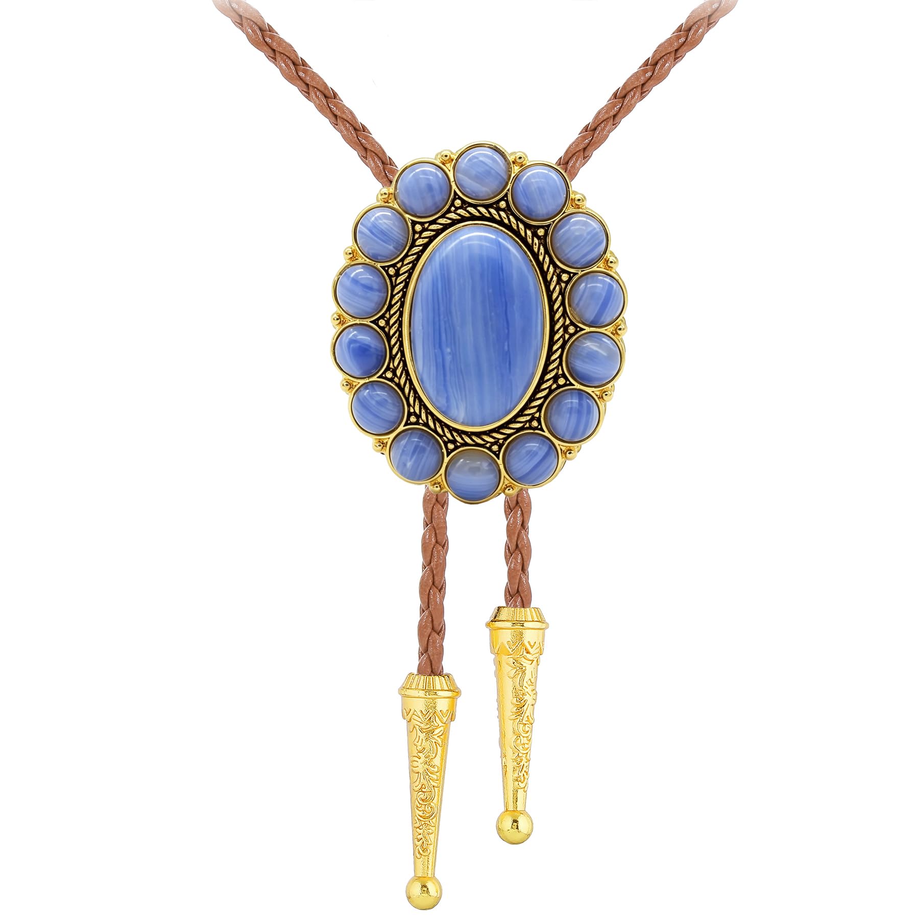 GelConnie Bolo Tie for Men Women Western Cowboy Turquoise Leather Necktie