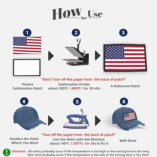 Miniatura 5 de Parches de sublimación  Parches en blanco mejorados para planchar de tamaño interior para manualidades, sombreros, gorras, mochilas, uniformes,