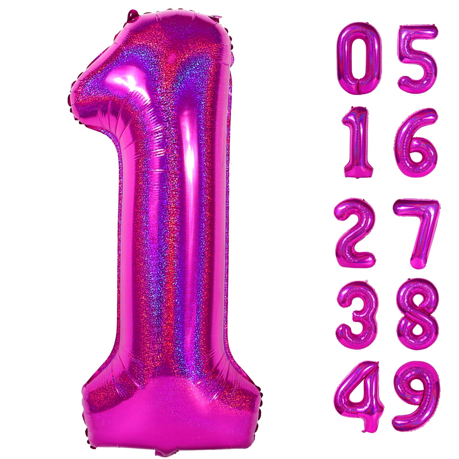 Laser Hot Pink 1 Balloon - Number Balloon 40 Inch, 1st Hot Pink Decorations