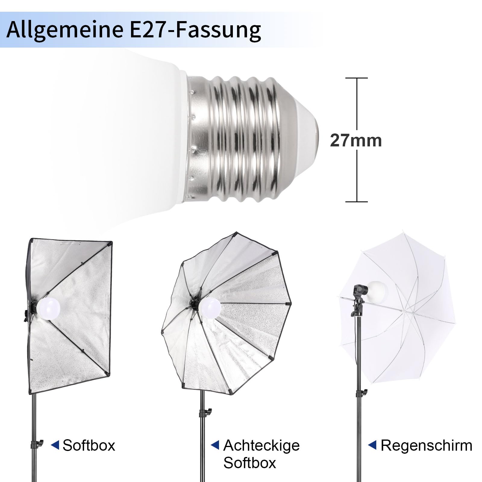 FGen Lampada fotografica da 135 W, 5500 K, con spina E27, lampada da studio, a risparmio energetico, 10.000 ore, illuminazione per fotografia di prodotto, softbox, studio fotografico T40 Bulbs
