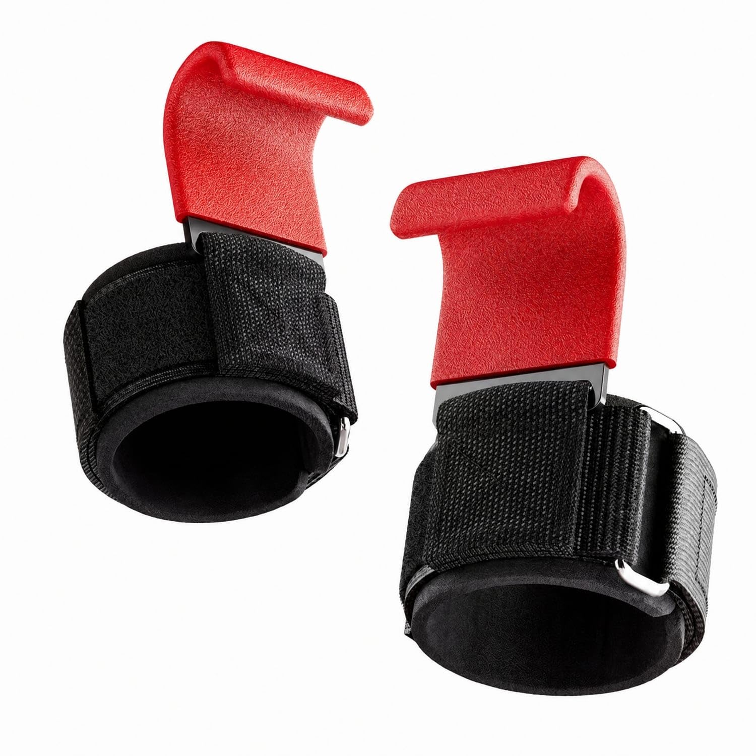 calandis rubber-coated wrist-mounted pull-up hook non-slip pull-up assistance hook supportive fitness equipment long-lasting for home workouts, strength training, back stretching routines, red 3mm ste