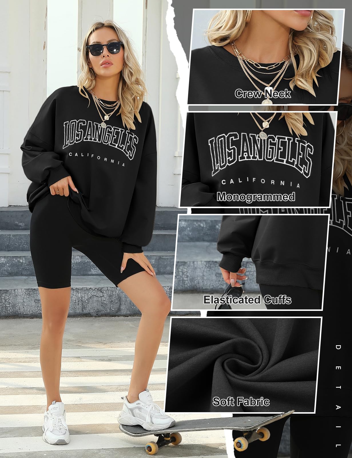 Voqeen Felpa Donna Lunga Invernale Classica Oversize Hoodie Casual Los Angeles Tuta Donna Sport Fitness Outdoor