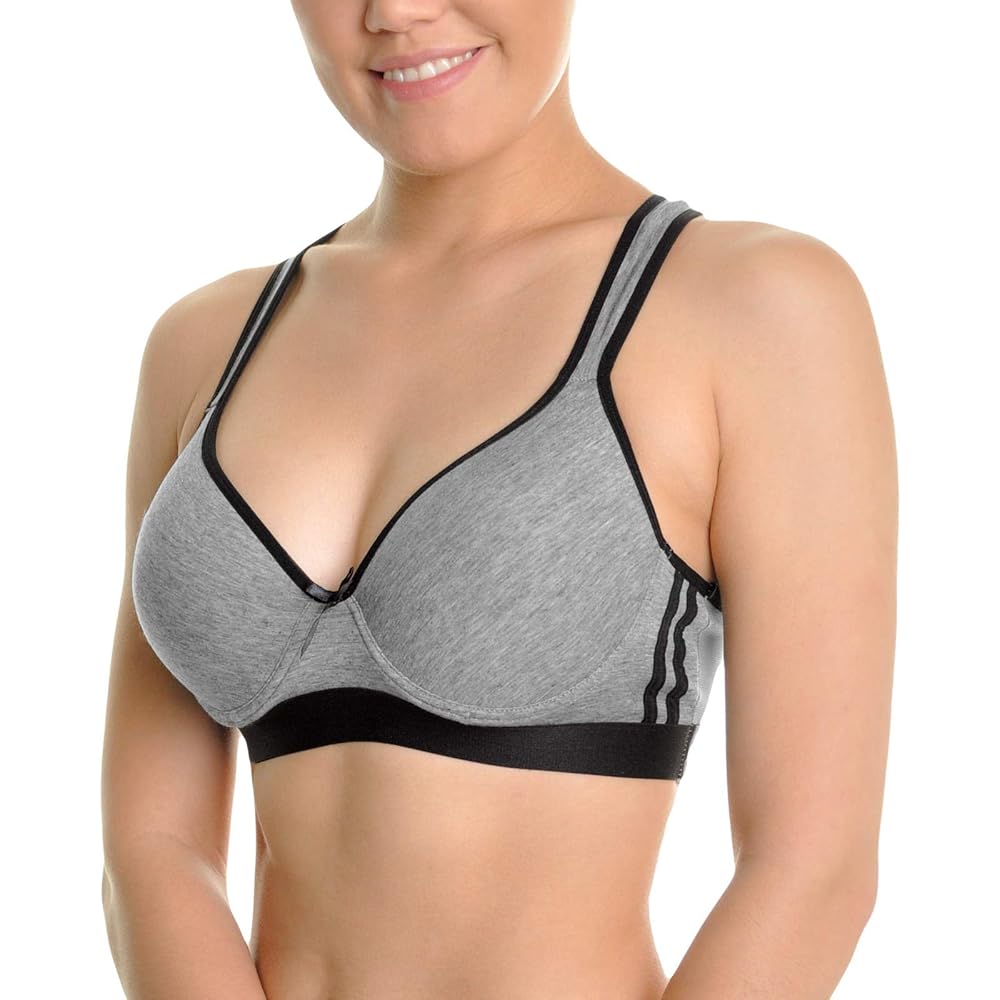 Angelina Women's Wired Cotton Sports Bra with Mesh Racerback