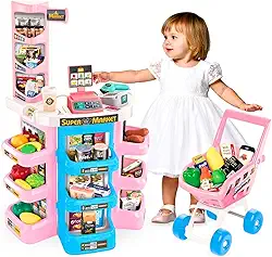 Mercadinho Infantil Caixa Registradora e Carrinho Brinquedo Faz de Conta Scanner