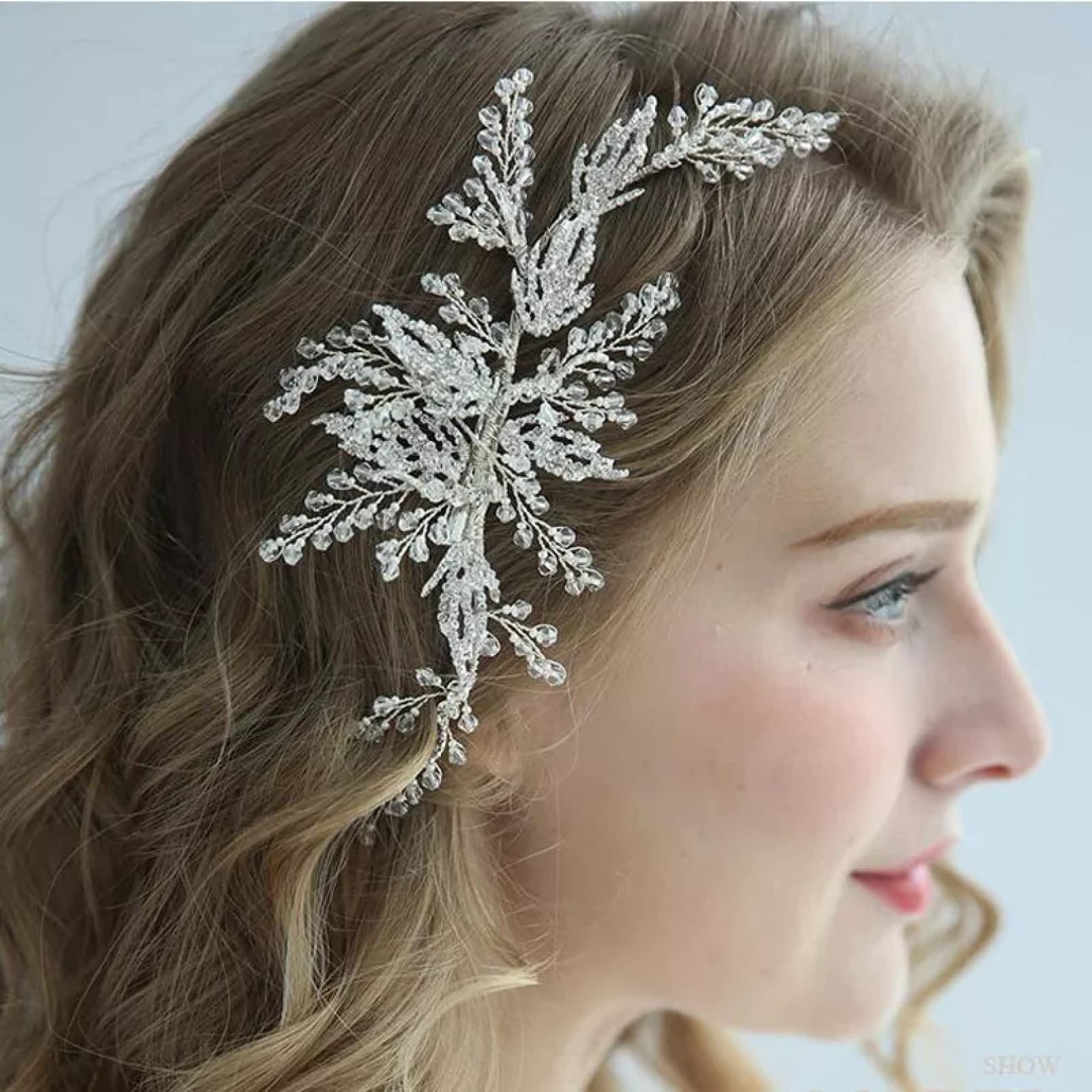 Emissione di WLLLTYCardNuova forcina per Capelli con Strass di Cristallo Argento, forcina per Capelli da Sposa, forcina per Capelli, Copricapo da Sposa