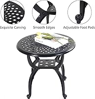 Vista 5 de Mandolin Mesa auxiliar de patio al aire libre, resistente al óxido, de aluminio fundido, mesa auxiliar resistente a la intemperie, mesa de café