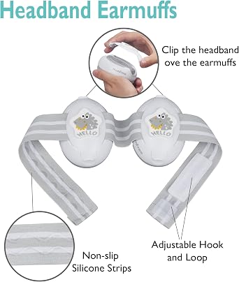 2 in 1 Baby Earmuffs, Noise Reduction Earmuffs and Adjustable Baby Headband, Hearing Protection Headphones