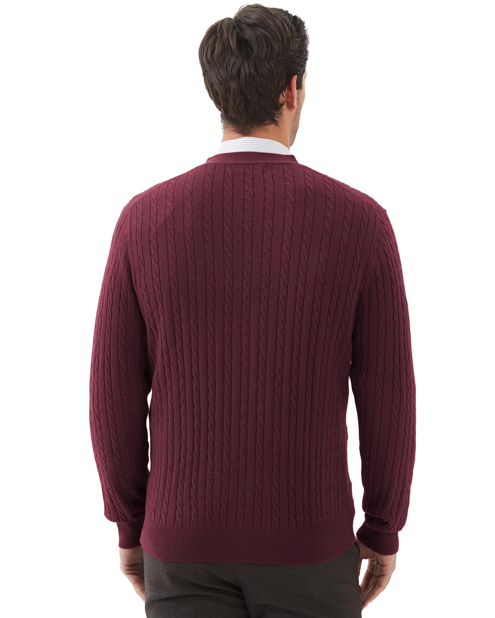Kallspin Maglione da Uomo in Misto Lana con Maglia a Cavi e Scollo a V