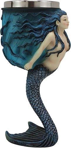 Miniatura 4 de Ebros Sirenas náuticas del mar Colorido Pulpo de sirena azul con hermosa cola tallo de aleta de vino copa de vino Cáliz Bebida Beverage Serveware