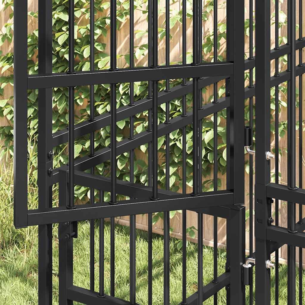 Perrera para perros de acero de 7,37 m² con puerta plegable con cierre, gran parque para perros