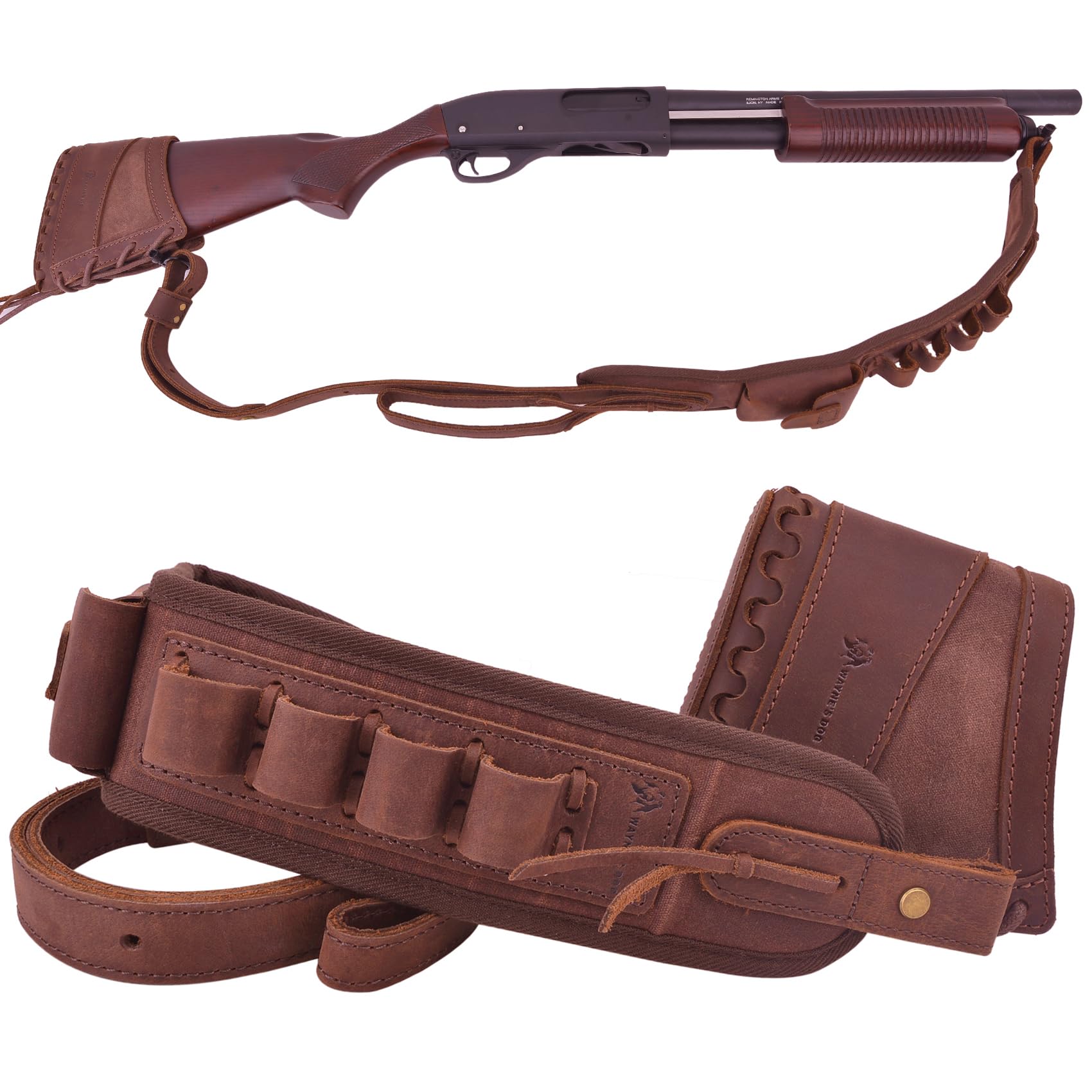 Tas Trost Leder-Rückstoßpolster mit Schalenhalterung für .308 .30-30 .30-06 .45-70 .357 .22lr 12GA 16GA
