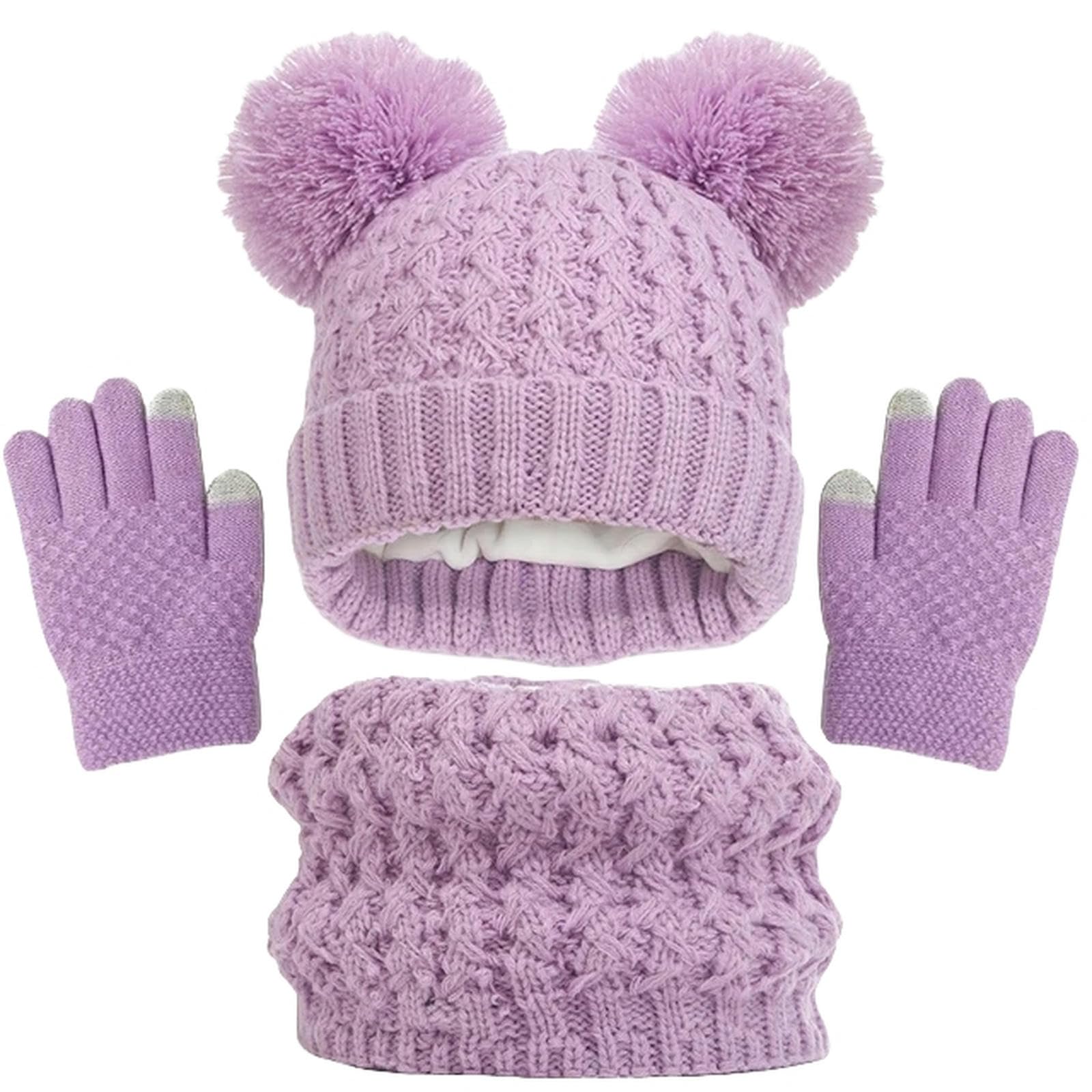 Zonto wintermütze Kinder Winter Hut Handschuhe Schal Set Fleece Warme Schal Dicke Strickmütze Jungen Mädchen Beanie Hut