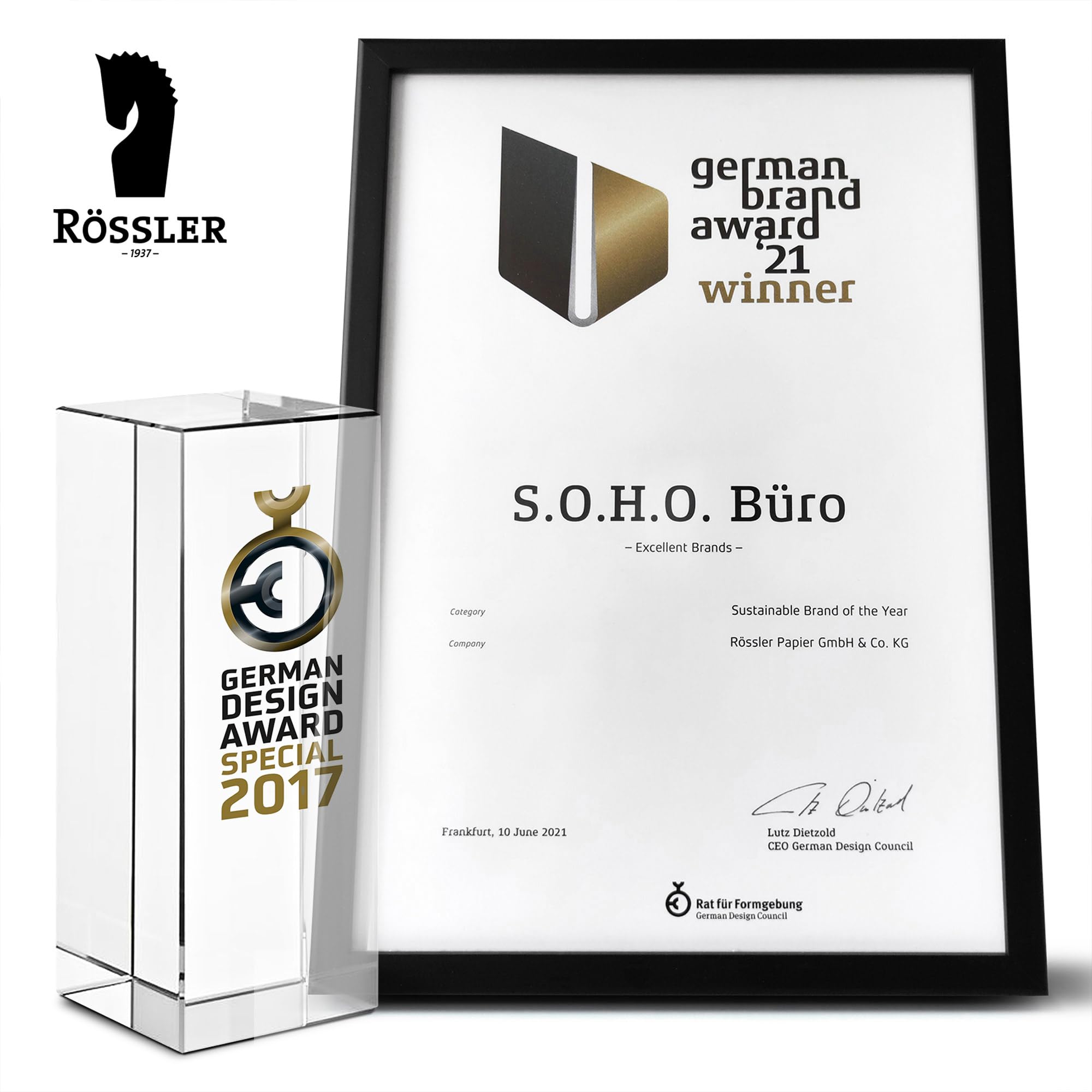 Rössler SOHO 3er Schubladenbox A4 aus Papier | Büro Organizer Schreibtisch| Schubladen Organizer Büro Zubehör & Bürobedarf | Schreibtisch Organizer Box | 34 x 25 x 19 cm | 1 Stück | Farbe: Grün | Opal