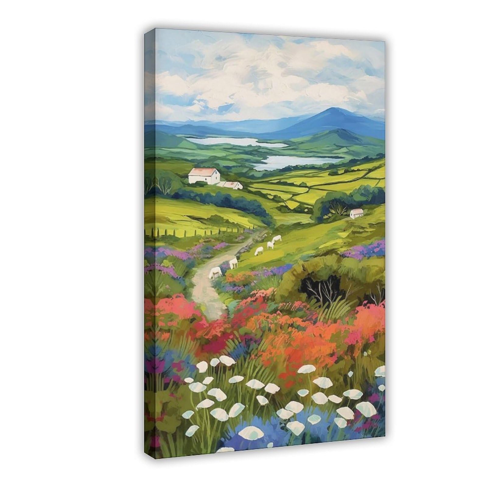 BNCEDJK Irish Countryside Painting Canvas Poster Bedroom Decor Landscape Decor Gift 24x36inch(60x90cm)