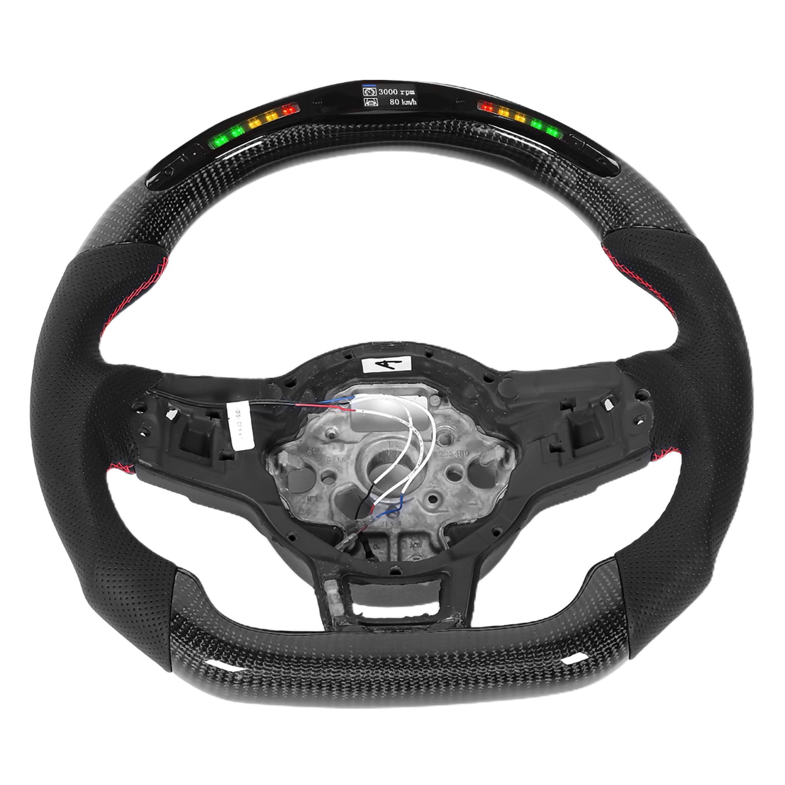 Kierownica LED Performance z Motywem Wyścigowym do Mk7 Mk7.5 R, Wyświetlanie Danych w Czasie Rzeczywistym, Czerwone Szwy, Idealna dla Entuzjastów Wyścigów