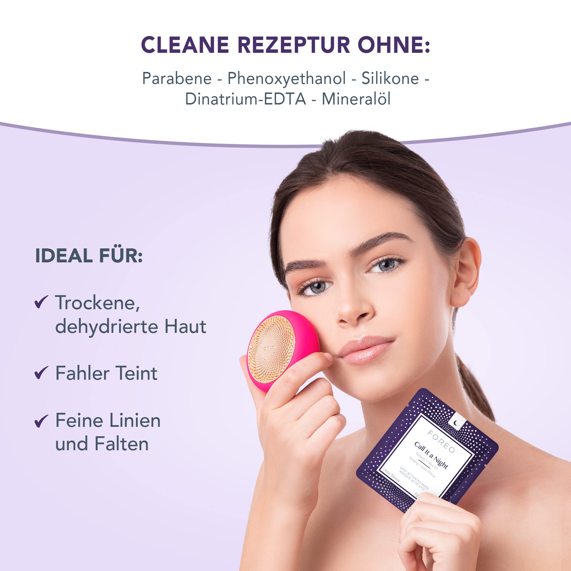 FOREO UFO 3 + Daily Duo Masks x7 + SUPERCHARGED Feuchtigkeitscreme – Set | LED-Gesichtsmaske, LED-Maske, Gesichtscreme, Tuchmasken, Hyaluronsäure, Rotlichtmaske, Feuchtigkeitsmaske