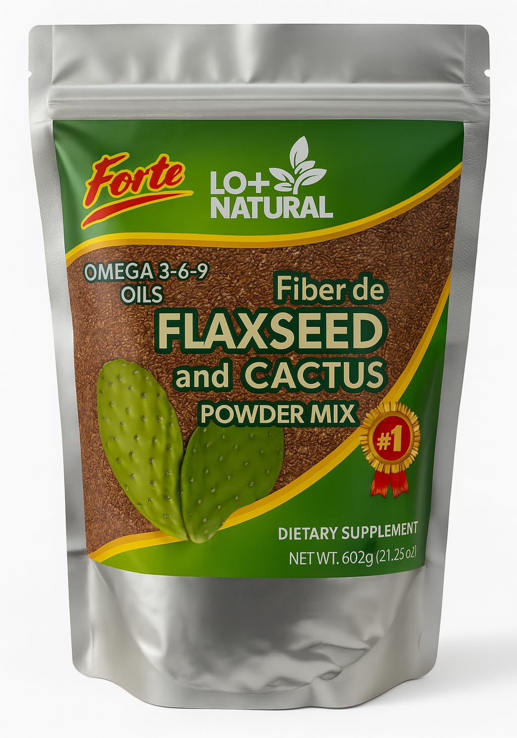 LO+NATURAL Suplemento de Fibra em Pó de Linhaça e Nopal, 224 g