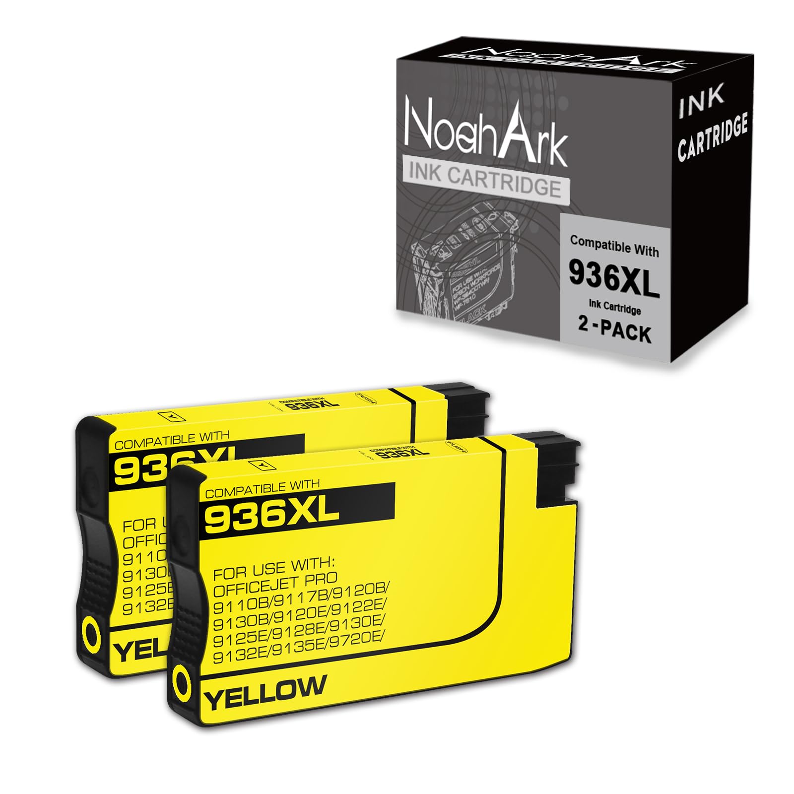 NoahArk 2 Packs 936XL 936 Compatible Ink Cartridges Replacement for HP OfficeJet Pro 9110b 9117b 9120b 9130b 9120e 9122e 9125e 9128e 9130e 9132e 9135e 9720e 9730e Printer (2 Yellow)