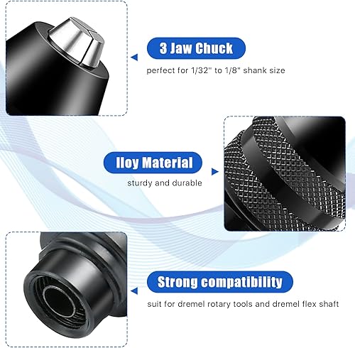 Miniatura 3 de Worldiry - Kit de herramientas Dremel de 10 piezas, repuesto 4486 Juego de pinzas de taladro para Dremel, latón de cambio rápido taladro giratorio