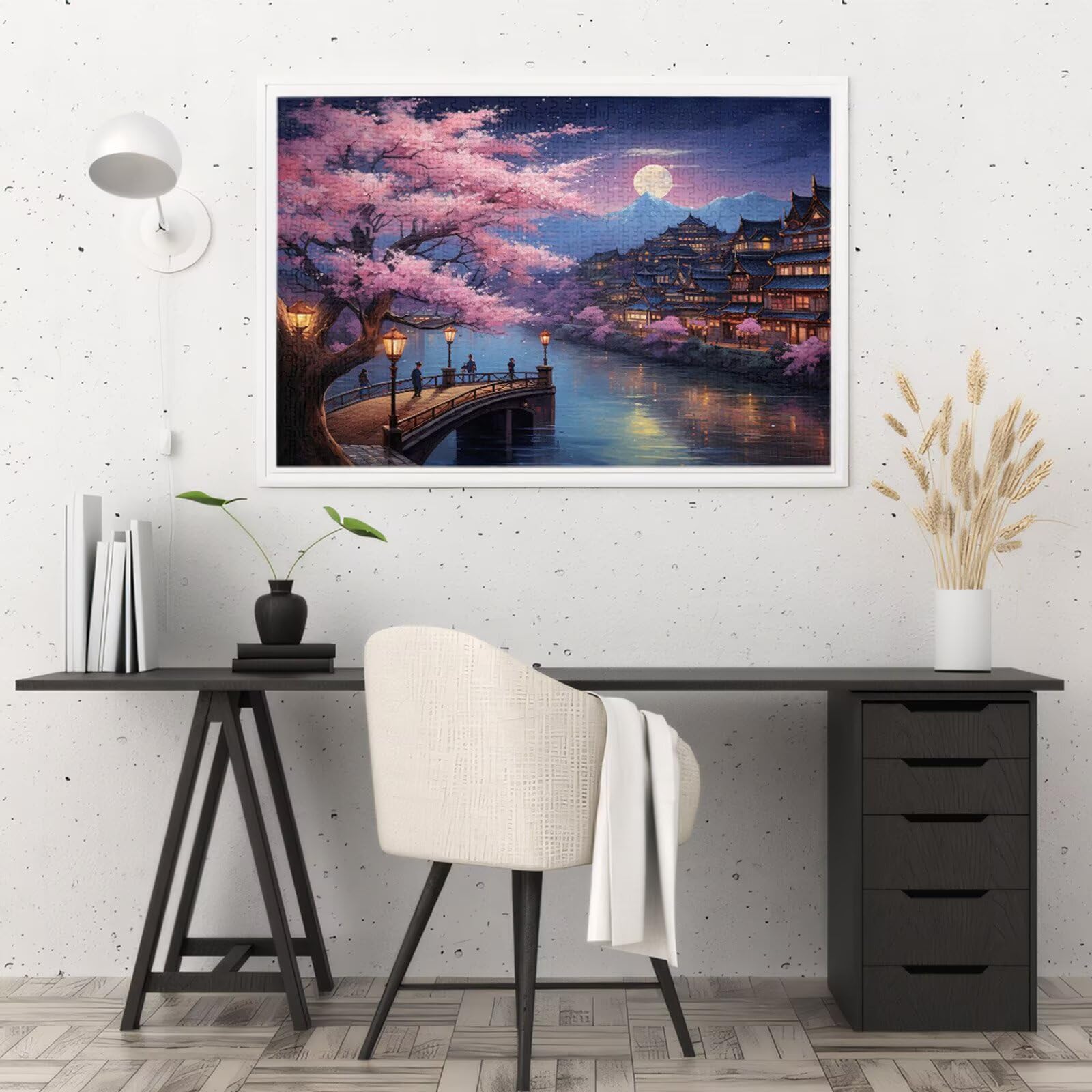 5000 sztuk puzzli dla dorosłych, kreatywne niemożliwe puzzle dla dorosłych początkujących, duża drewniana układanka z pudełkiem do przechowywania, prezenty dla kobiet, motyw: Japonia i kwiaty wiśni