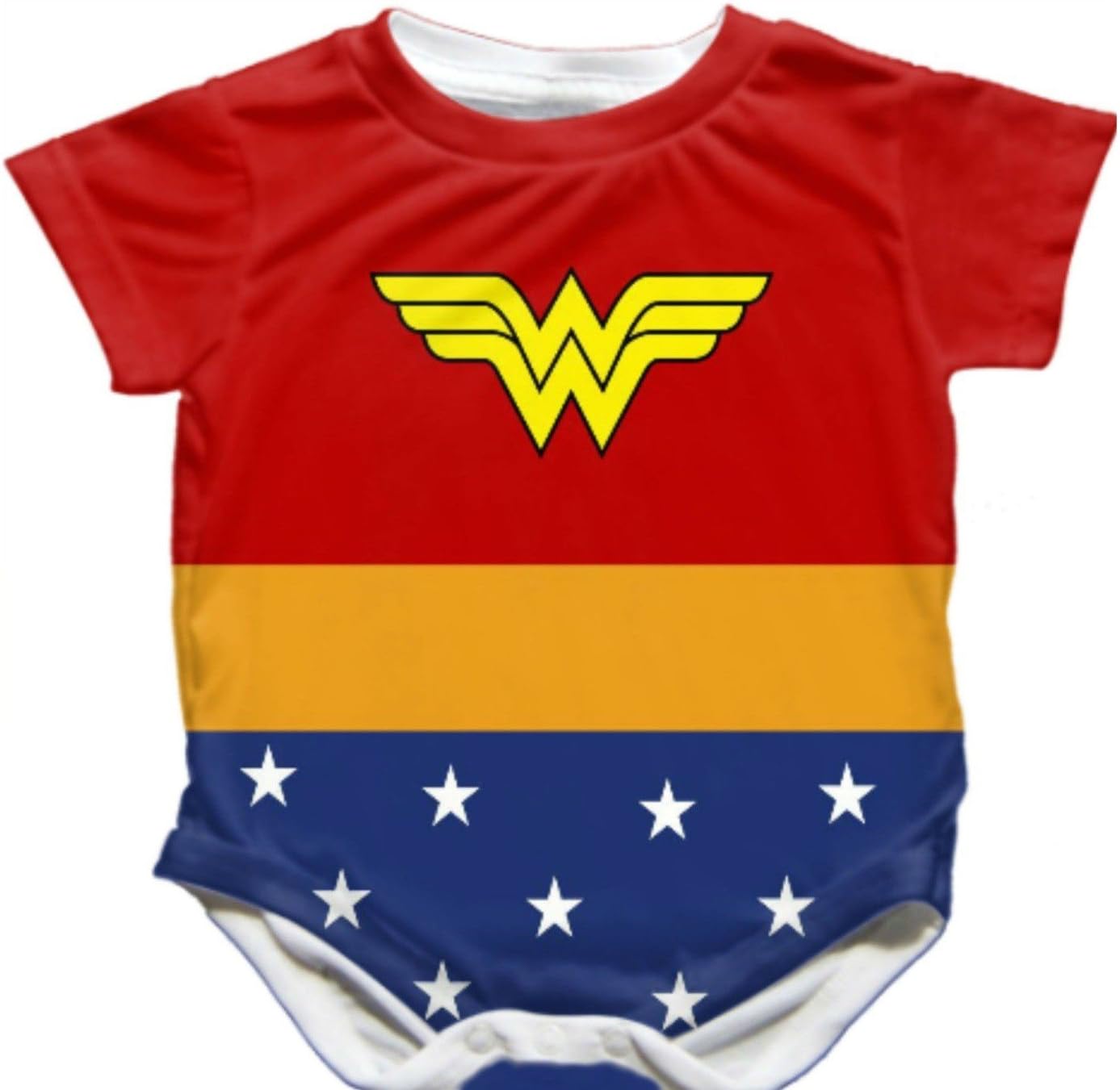 Handmade Wonderwoman Baby Bodysuit Onesie - Size 0-3 Months