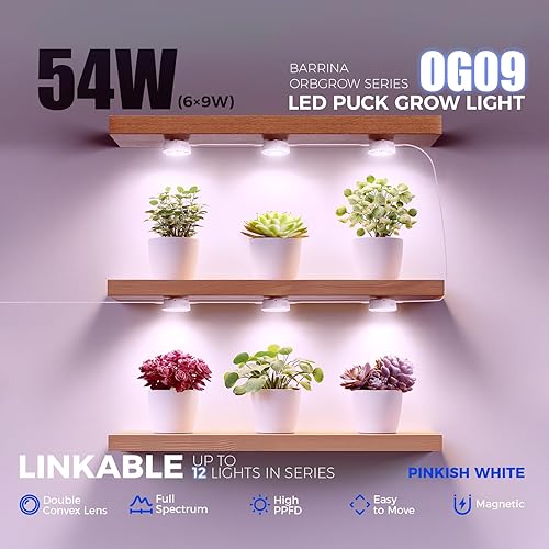 Miniatura 11 de Barrina Orbgrow OG09 Puck - Luz LED de cultivo con LED rojos de 660 nm, 18 W (2 x 9 W, equivalente a 270 vatios), luces de plantas para plantas