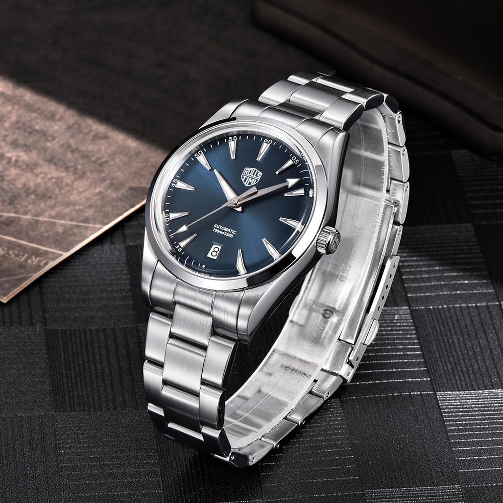 Orologio da uomo automatico NH35A in acciaio inossidabile meccanico 100 m impermeabile orologio da polso per uomo, quadrante in zaffiro, data automatica