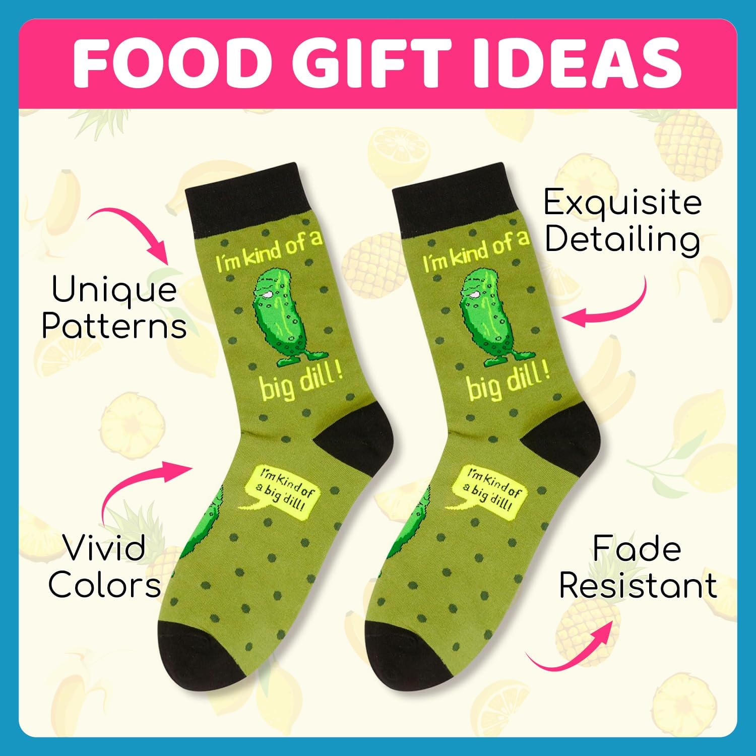 Funny Food Socks for Men - Pickle Pineapple Gifts for Teen Boys - Image 6