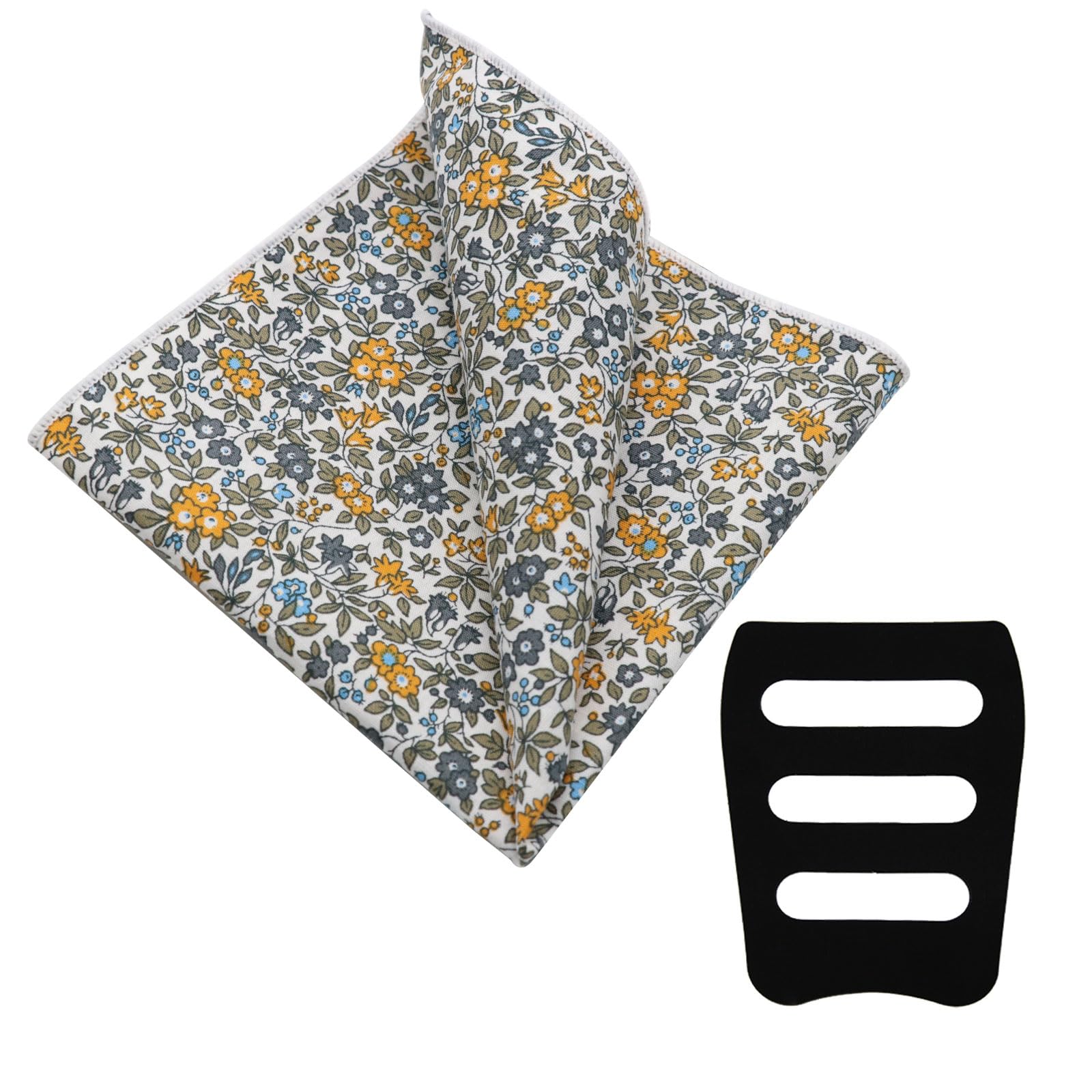 LJBFNN Floral Pocket Squares for Men, Mens Ladies Cotton Handkerchiefs with Pocket Square Holder for Wedding Party Prom Daily