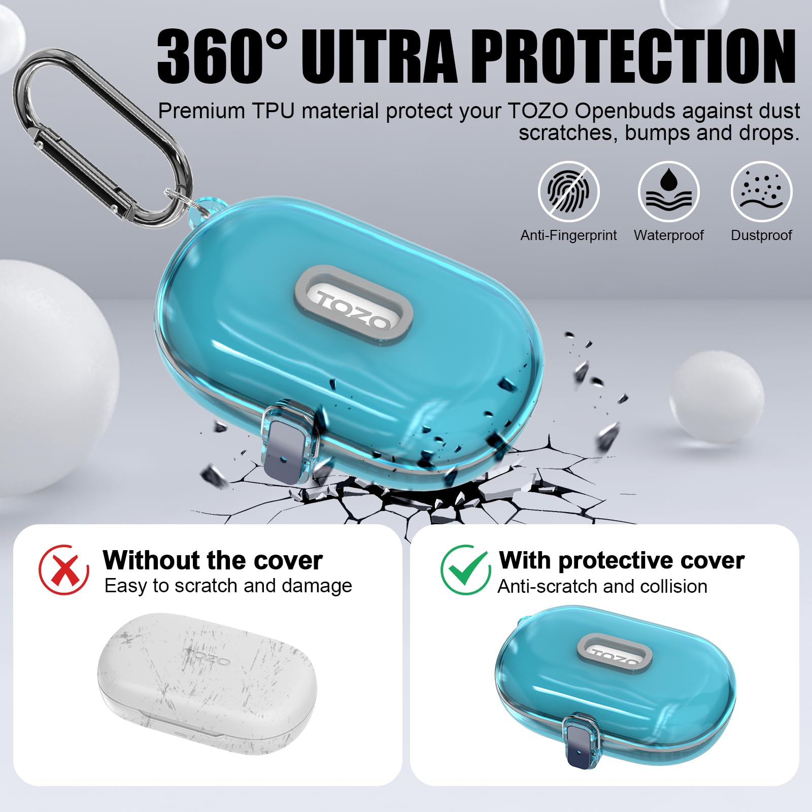 イヤホン MGA Wireless Earbuds Case Amazon.com: [Safety Lock] Clear Case for TOZO OpenBuds Case