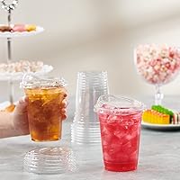 Vista 6 de Comfy Package - 100 vasos de plástico transparente con tapas sin pajilla, 16 onzas, tazas de café helado desechables con tapas, ideales para bebidas