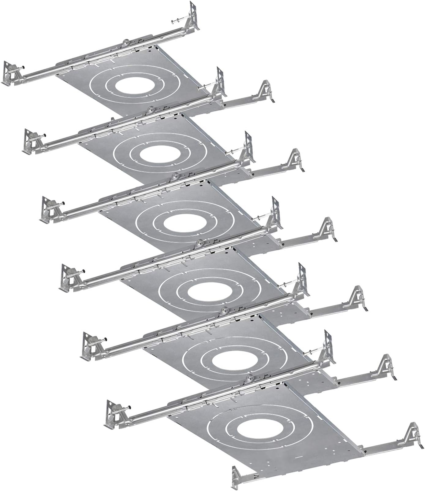 New Construction Mounting Plate, 3/4/6 Inch Recessed Light Kit, Extendable Hanger Bars, Shallow Recessed Light Housing with Flexible Handle, Pack of 6