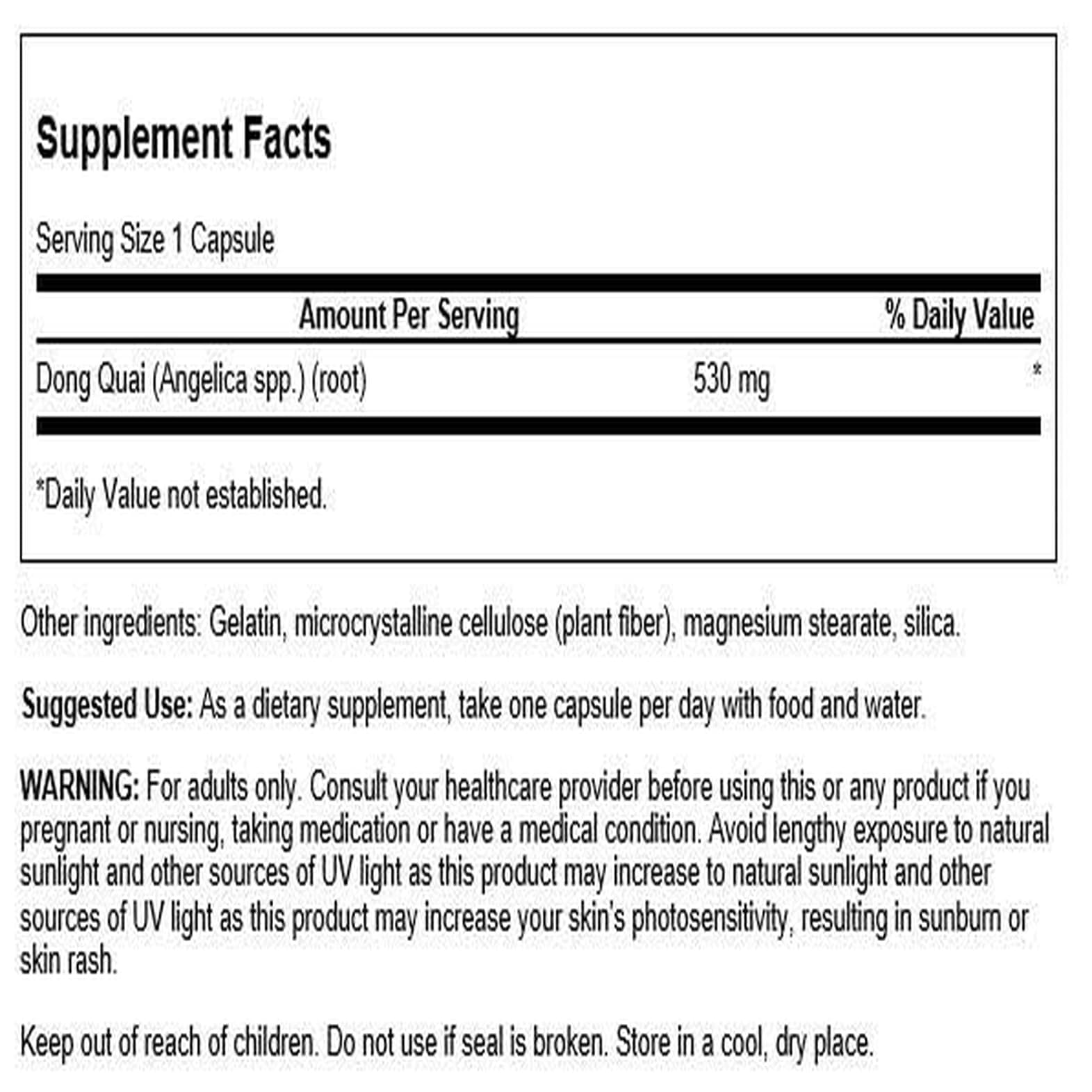 Swanson Dong Quai 530 mg for Women's Hormonal Health, 100 Capsules — Amazon image 2