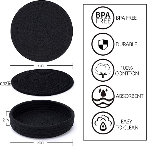 Miniatura 9 de Salvamanteles para platos calientes, salvamanteles para ollas y sartenes calientes, almohadillas calientes para encimeras, posavasos de 4 piezas y